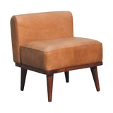 in3559 tan buffalo leather footstool with backrest