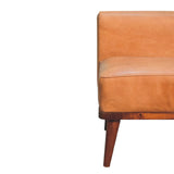 in3559 tan buffalo leather footstool with backrest