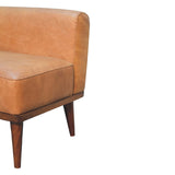 in3559 tan buffalo leather footstool with backrest