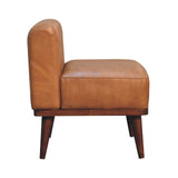 in3559 tan buffalo leather footstool with backrest