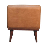 in3559 tan buffalo leather footstool with backrest