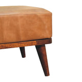 in3559 tan buffalo leather footstool with backrest