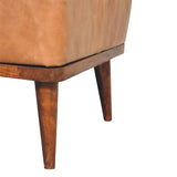 in3559 tan buffalo leather footstool with backrest