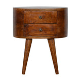 Chestnut Rounded Bedside Table-1