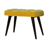 Mustard Velvet Deep Button Bench-1