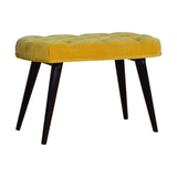 Mustard Velvet Deep Button Bench-2