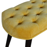 Mustard Velvet Deep Button Bench-4