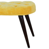 Mustard Velvet Deep Button Bench-5