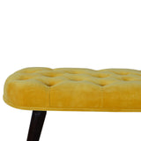 Mustard Velvet Deep Button Bench-7