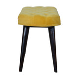 Mustard Velvet Deep Button Bench-8