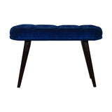 Royal Blue Velvet Button Bench-0