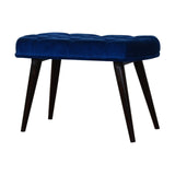 Royal Blue Velvet Button Bench-1