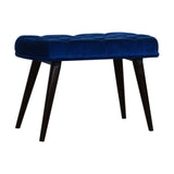 Royal Blue Velvet Button Bench-2