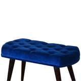 Royal Blue Velvet Button Bench-3