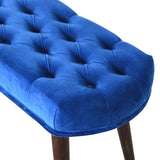 Royal Blue Velvet Button Bench-4