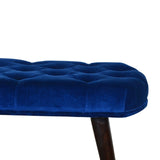 Royal Blue Velvet Button Bench-6