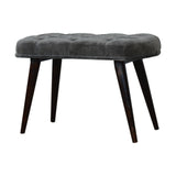 Grey Velvet Gold Base Footstool-1