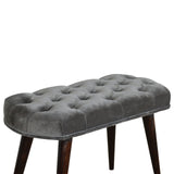 Grey Velvet Gold Base Footstool-3