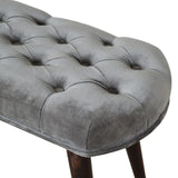 Grey Velvet Gold Base Footstool-4