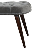 Grey Velvet Gold Base Footstool-7