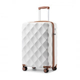 24 INCH BRITISH TRAVELLER ULTRALIGHT ABS AND POLYCARBONATE BUMPY DIAMOND SUITCASE WITH TSA LOCK - NAVY AND BROWN