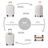 24 INCH BRITISH TRAVELLER ULTRALIGHT ABS AND POLYCARBONATE BUMPY DIAMOND SUITCASE WITH TSA LOCK - NAVY AND BROWN