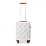 24 INCH BRITISH TRAVELLER ULTRALIGHT ABS AND POLYCARBONATE BUMPY DIAMOND SUITCASE WITH TSA LOCK - NAVY AND BROWN