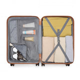 24 INCH BRITISH TRAVELLER ULTRALIGHT ABS AND POLYCARBONATE BUMPY DIAMOND SUITCASE WITH TSA LOCK - NAVY AND BROWN