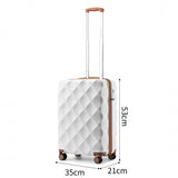 24 INCH BRITISH TRAVELLER ULTRALIGHT ABS AND POLYCARBONATE BUMPY DIAMOND SUITCASE WITH TSA LOCK - NAVY AND BROWN