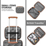 BRITISH TRAVELLER 13 INCH ULTRALIGHT ABS AND POLYCARBONATE VANITY CASE - GREY AND BROWN