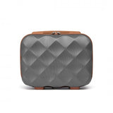 BRITISH TRAVELLER 13 INCH ULTRALIGHT ABS AND POLYCARBONATE VANITY CASE - GREY AND BROWN