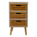 3 Drawer Unit In White With Natural Wooden Drawers With Removable Legs