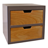 2 Drawer Chest In Grey Finish With Natural Drawers & Removable Legs