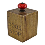 Mango Wood Doorstop With Red Ceramic Knob