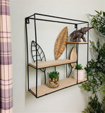 Square Metal Framed Rattan Leaf Shelf Unit