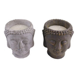 Set of 2 Large Cement Buddha Design Candles