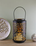 Medium Tree Of Life Cutout Design Black Candle Lantern