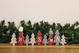 Row of Christmas Trees with Hats Decoration Red