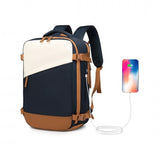 WATER-RESISTANT FUNCTIONAL BACKPACK WITH SHOE COMPARTMENT AND USB CHARGING PORT - NAVY