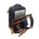 WATER-RESISTANT FUNCTIONAL BACKPACK WITH SHOE COMPARTMENT AND USB CHARGING PORT - NAVY