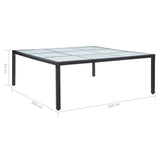 vidaXL Garden Dining Table Black 200x200x74 cm Poly Rattan