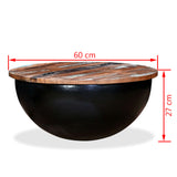 vidaXL Coffee Table Solid Reclaimed Wood Black Bowl Shape