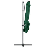 vidaXL Cantilever Garden Parasol with LED lights and Steel Pole 250x250 cm Green