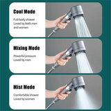 3 Modes Black Shower Head With Filter High Pressure Water Saving Massage Body Scalp