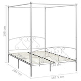 vidaXL Bed Frame without Mattress with Canopy White 160x200 cm Metal