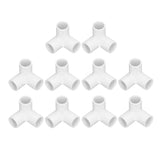 10PCS 3 Way Pipe Fittings PVC Plastic Right Angle Tee Corner Connector 20mm Inner Diameter White