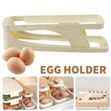 2 Tier Egg Dispenser Auto Rolling Egg Holder Refrigerator Rolldown Storage Rack