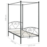 284442 vidaXL Canopy Bed Frame without Mattress Grey Metal 120x200 cm