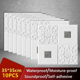 10Pcs 3D Tile Brick Wall Sticker Soft Self-adhesive Waterproof Foam Panel Decal