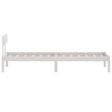 vidaXL Bed Frame without Mattress White Solid Wood Small Single